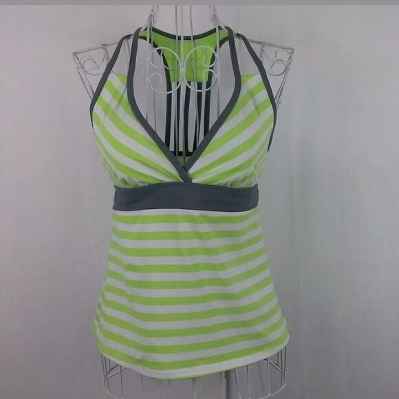 Title Nine LIME AND GRAY Tide Tankini Top Great Co - Picture 1 of 6